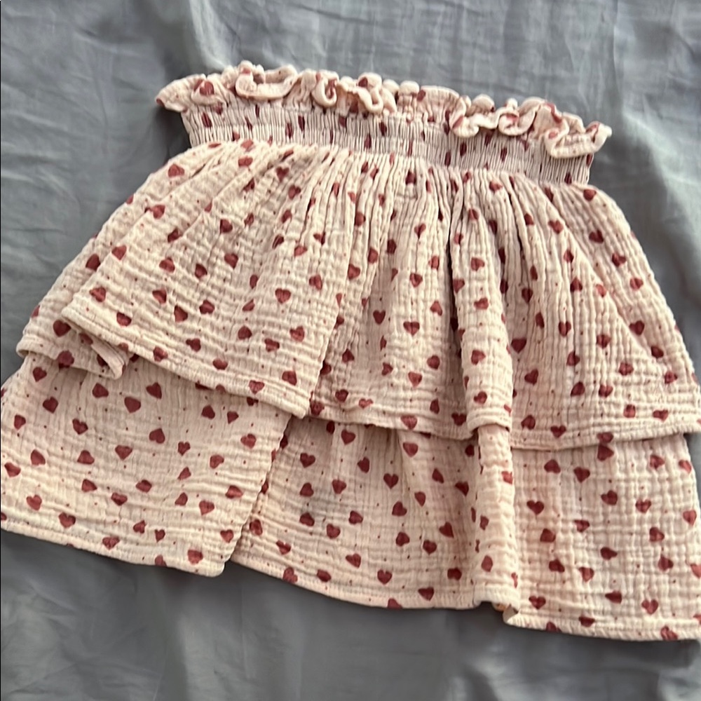 Tocoto vintage Pink Skirt with Red Heart Pattern size 6